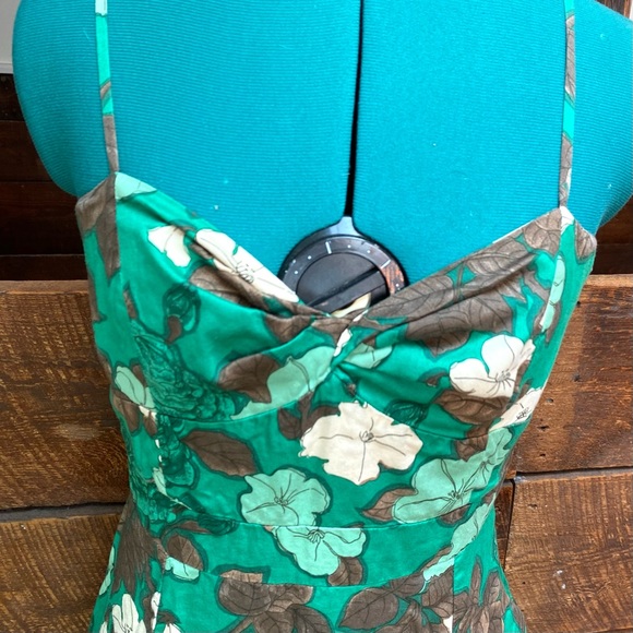 Anthro Moulinette Sours Drop Waist Floral Tie Strap Cotton Dress w Light Boning - Picture 4 of 12